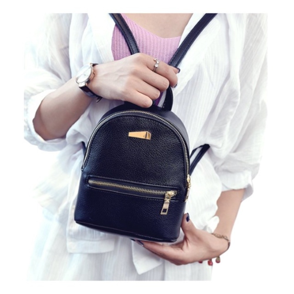 Flash Sale Backpack Black PU Leather Mini Backpack/Shoulder Bag